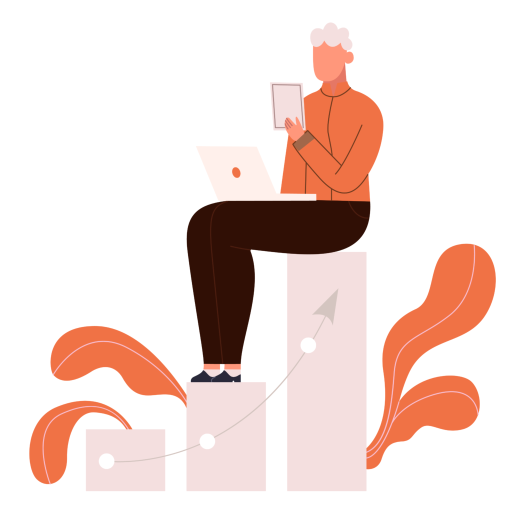 White Haired Person On Computer Illustrations