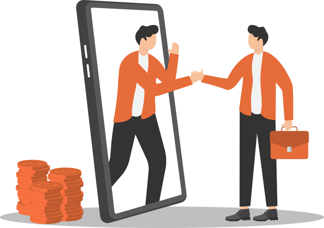 Business Team Shaking Hands Through A Display Of A Smartphone